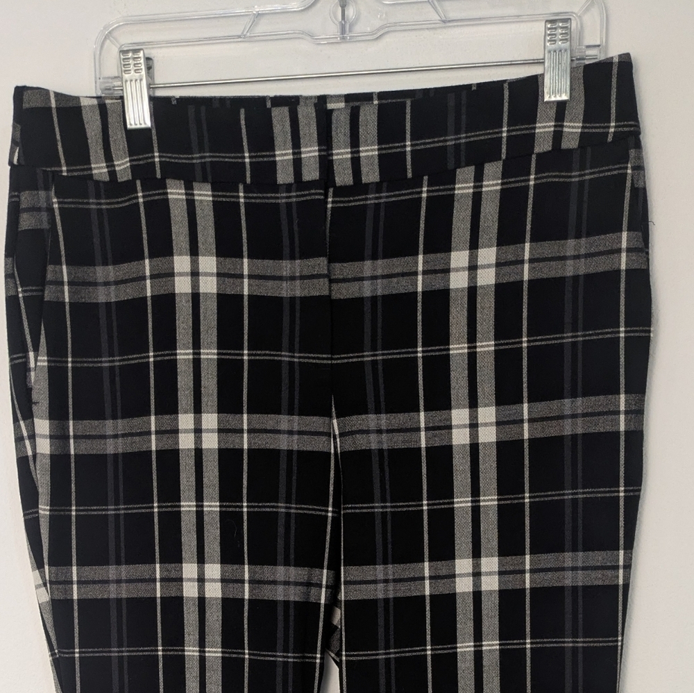 Ann Taylor Womens Plaid Dress Pants Size 8 Black White Stretch Straight EUC - Picture 7 of 14